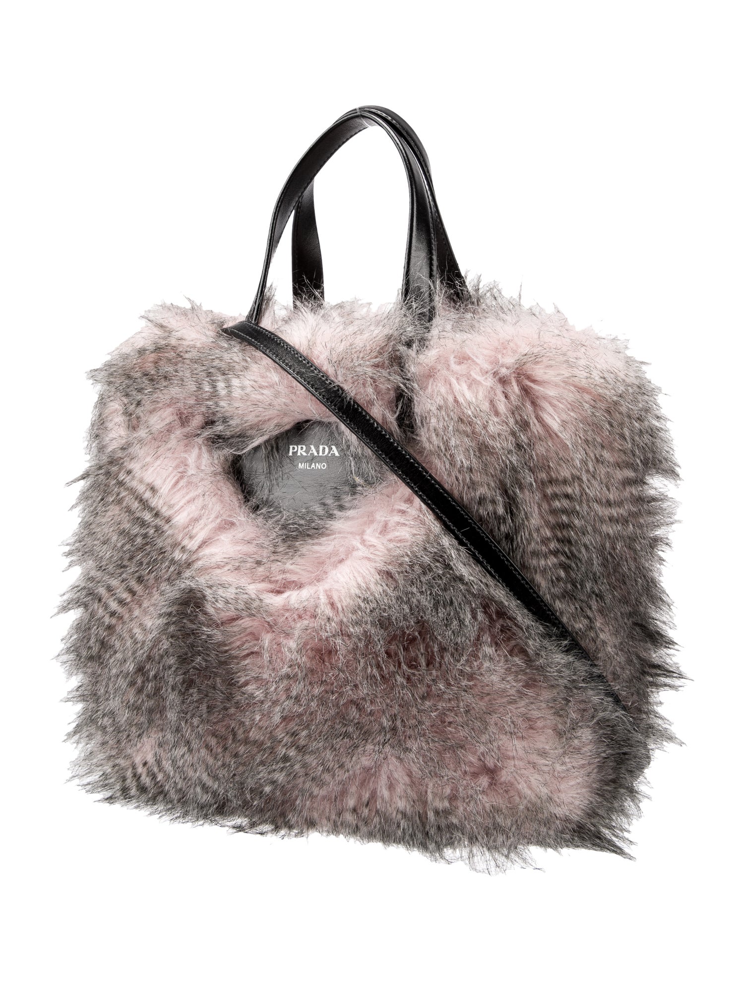 Prada Faux Fur Top Handle Bag - Pink Handle Bags, Handbags