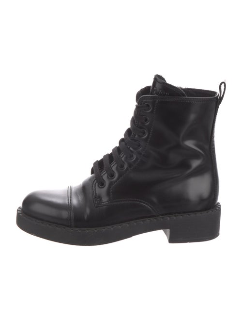 Prada Leather Printed Combat Boots