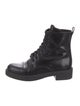 Prada Leather Printed Combat Boots