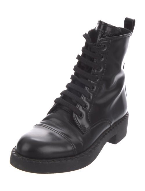 Prada Leather Printed Combat Boots