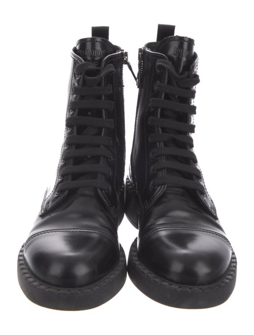 Prada Leather Printed Combat Boots