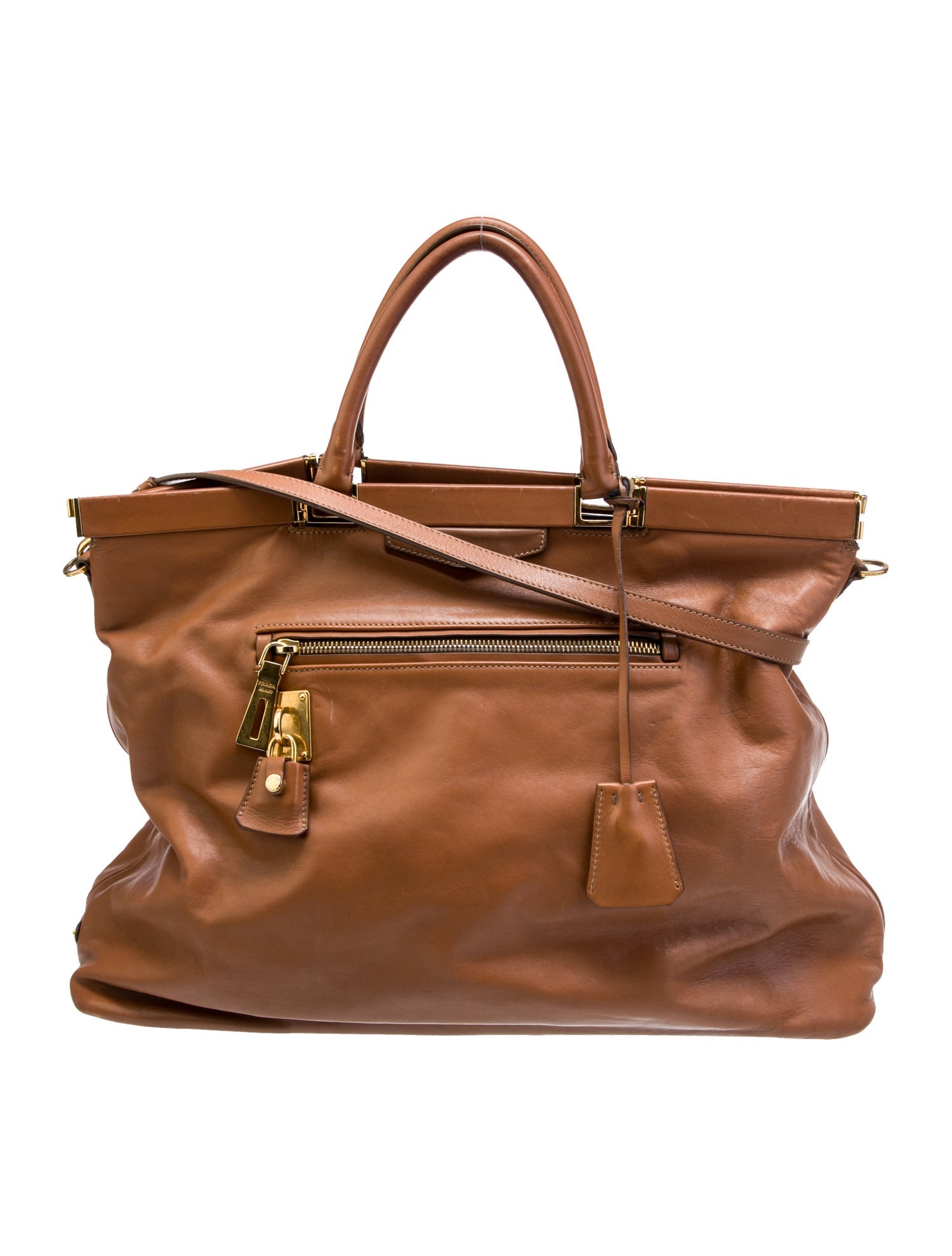 Prada Soft Calf Leather Top Handle Bag