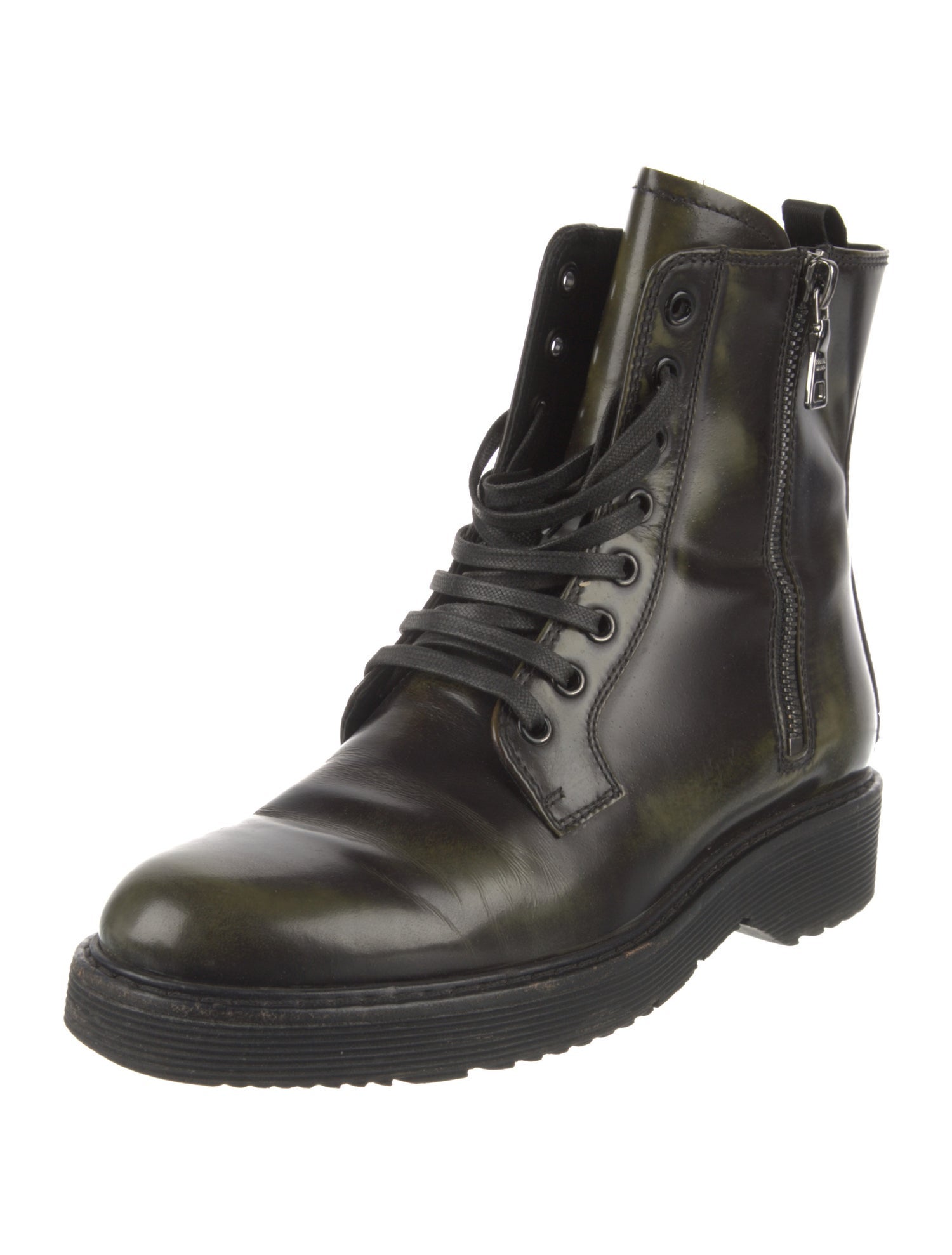 Prada Sport Leather Combat Boots