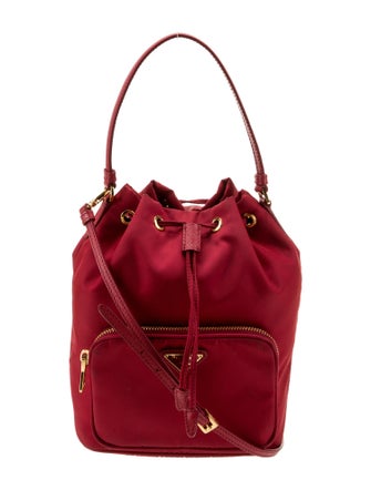 Prada Enameled Metal Triangle Bucket Bag