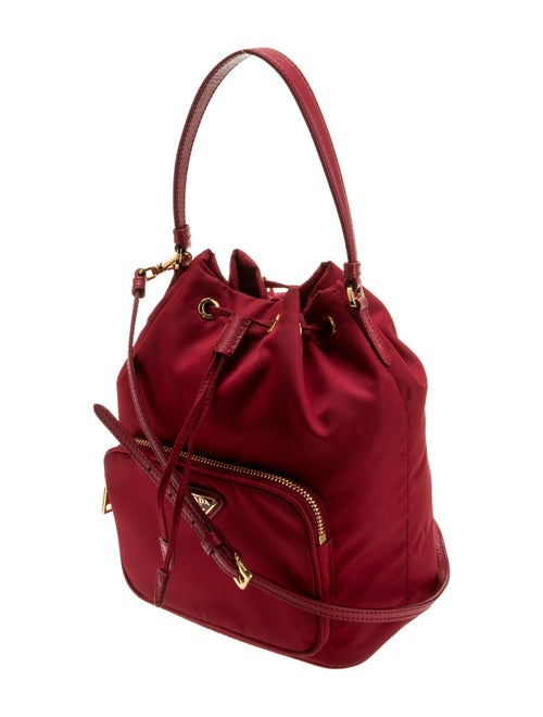 Prada Enameled Metal Triangle Bucket Bag