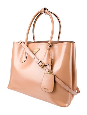 Prada Saffiano Vernice Leather Double Bag Small