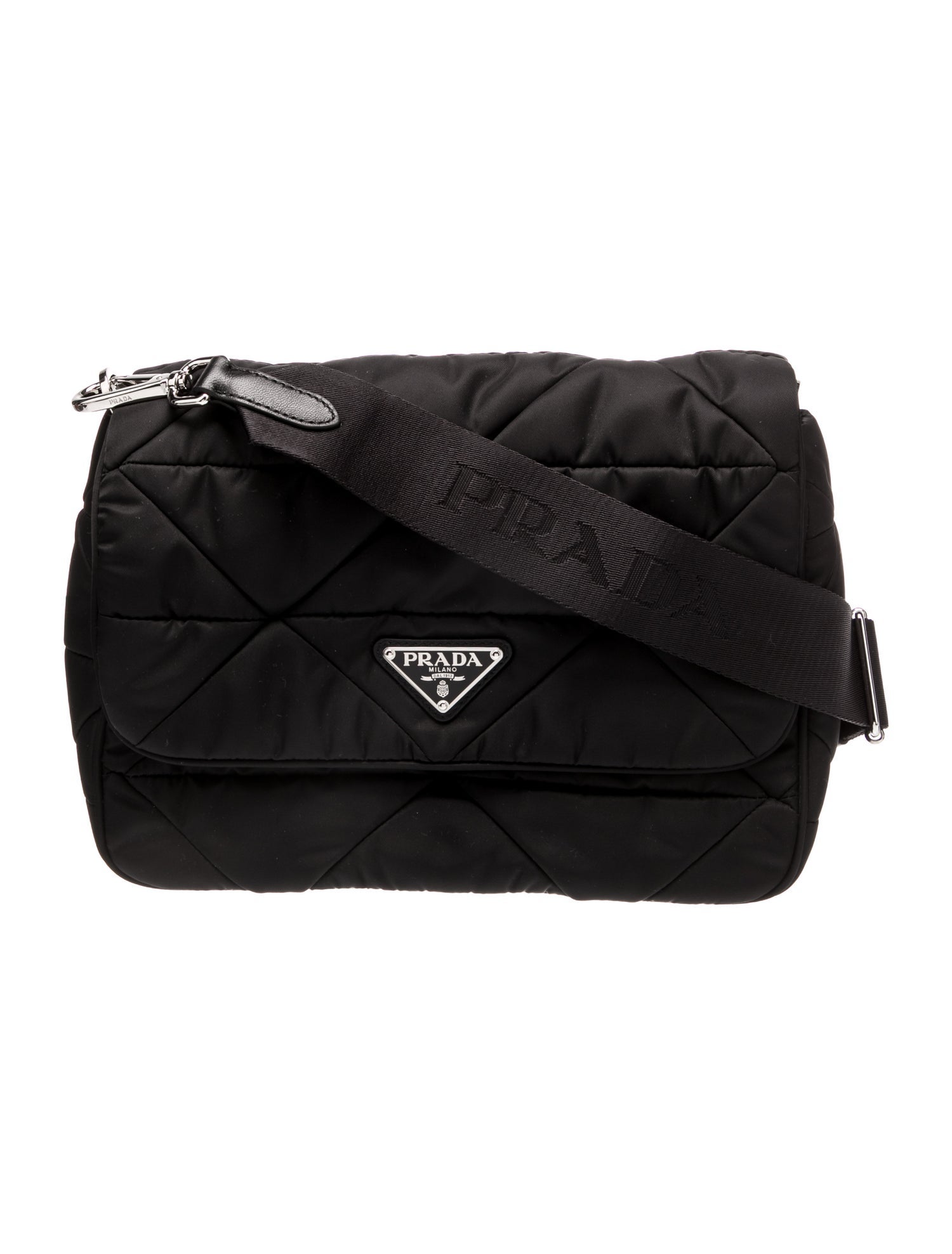 Prada Enameled Metal Triangle Messenger Bag - Black Crossbody Bags ...