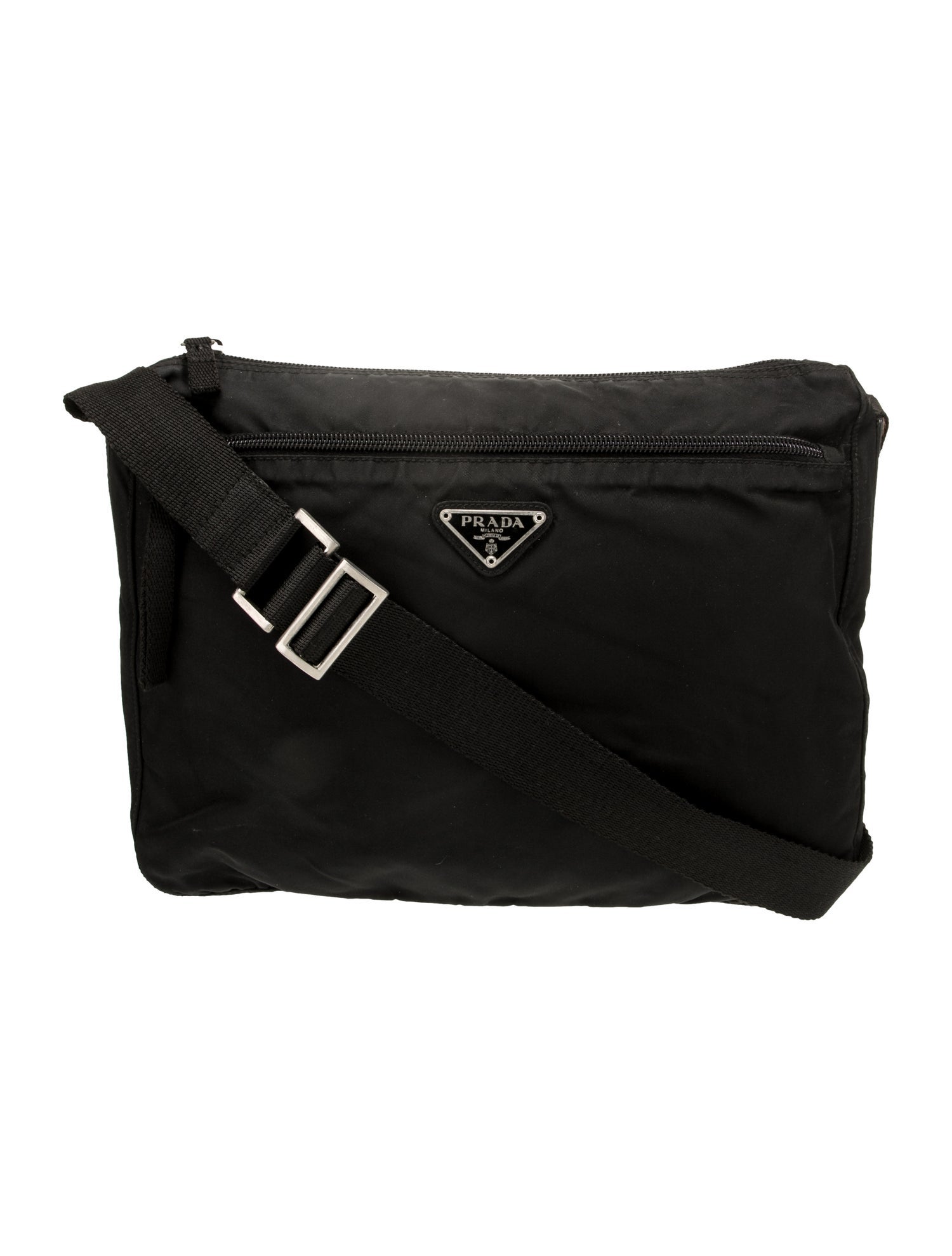 Prada Enameled Metal Triangle Messenger Bag - Black Crossbody Bags ...