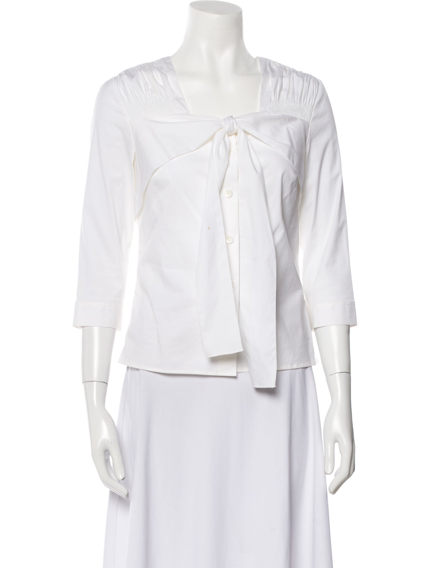 Prada Square Neckline Three-Quarter Sleeve Blouse