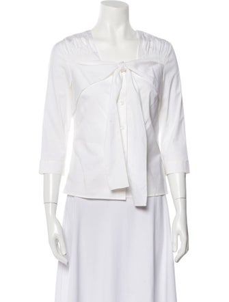Prada Square Neckline Three-Quarter Sleeve Blouse