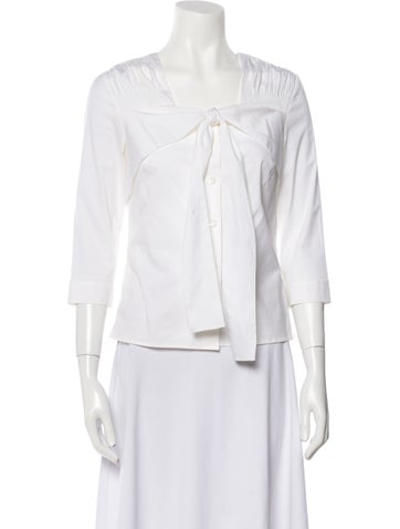 Prada Tops Square Neckline Three-Quarter Sleeve Blouse Us2, It38 | XS