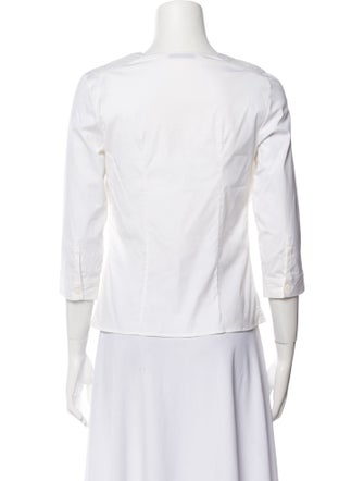 Prada Square Neckline Three-Quarter Sleeve Blouse