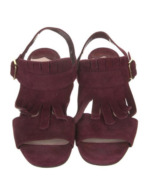 Prada Suede Fringe Trim Accent Slingback Sandals
