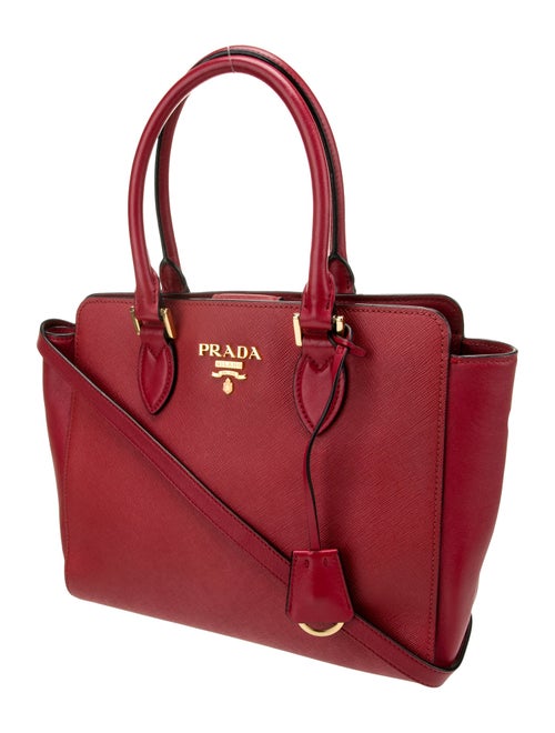 Prada Saffiano Lux Leather Soft Calf-Trimmed Saffiano Cuir Handle Bag