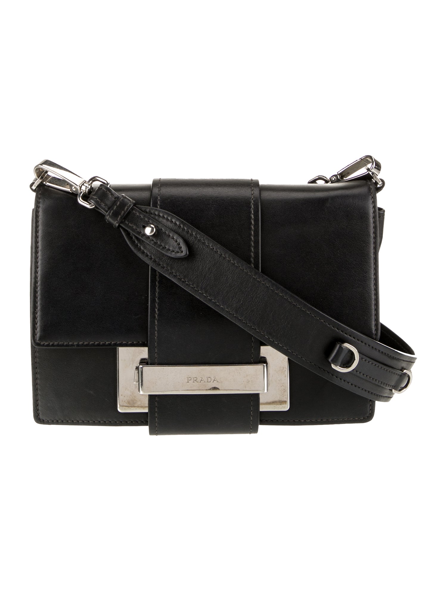 Prada City Calf Leather Metal Ribbon