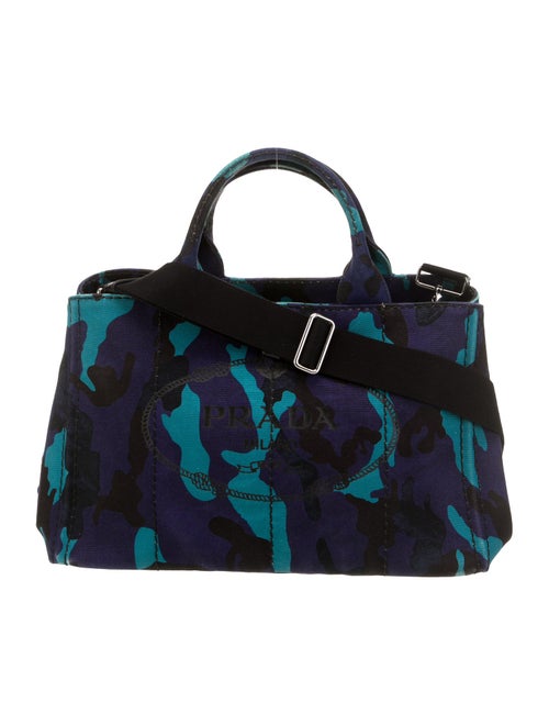 Prada Enameled Metal Triangle Logo Tote