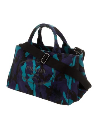 Prada Enameled Metal Triangle Logo Tote