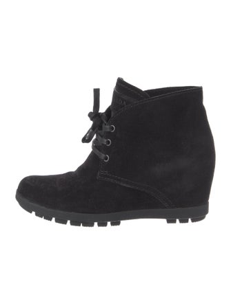 Prada Suede Lace-Up Boots