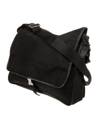 Prada Enameled Metal Triangle Messenger Bag Vintage