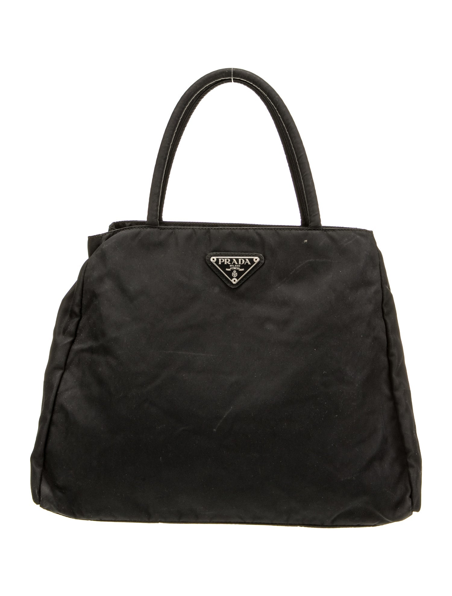 Prada Enameled Metal Triangle Top Handle Bag