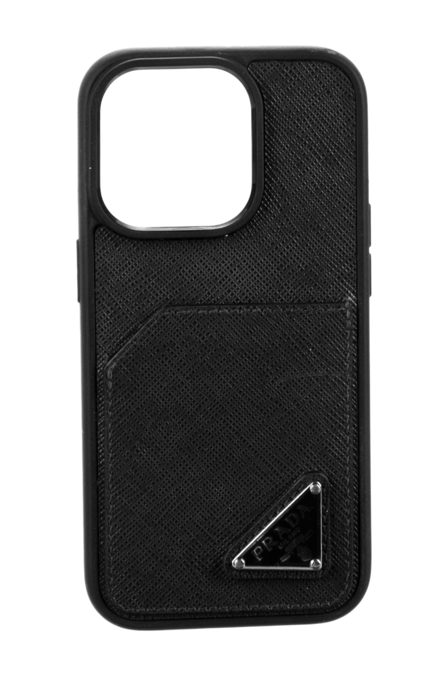 PRADA サフィアーノトライアングルiPhone12  iPhone12Pro PRADA iPhone12ケース サフィアーノ ブラック