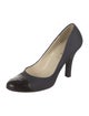 Prada Satin Leather Trim Embellishment Pumps