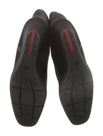 Prada Neoprene Embroidered Accent Boots
