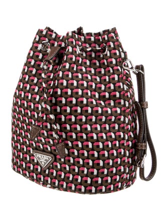 Prada Enameled Metal Triangle Bucket Bag