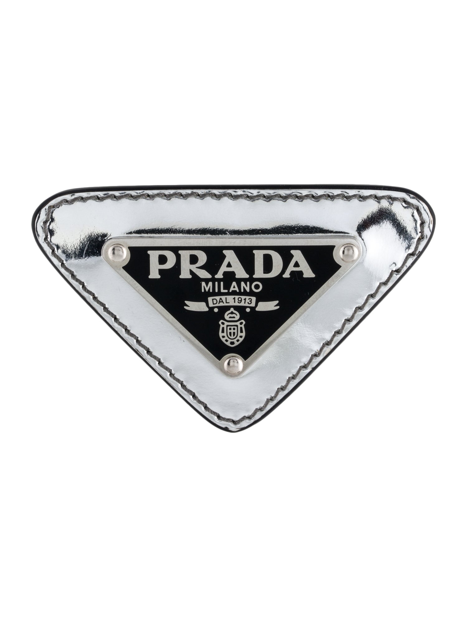 Prada Leather & Enamel Brooch