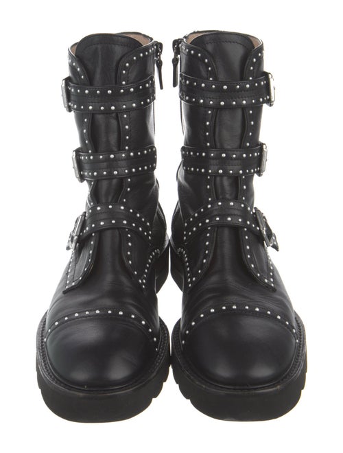 Stuart Weitzman Leather Studded Accents Combat Boots