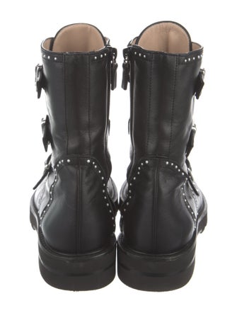 Stuart Weitzman Leather Studded Accents Combat Boots