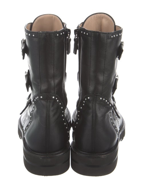 Stuart Weitzman Leather Studded Accents Combat Boots
