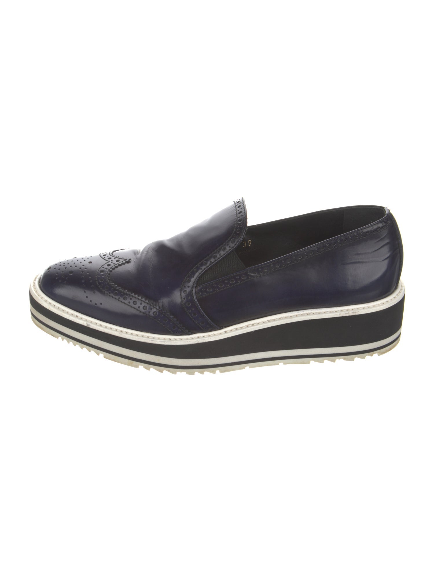 Prada Leather Lasercut Accents Loafers