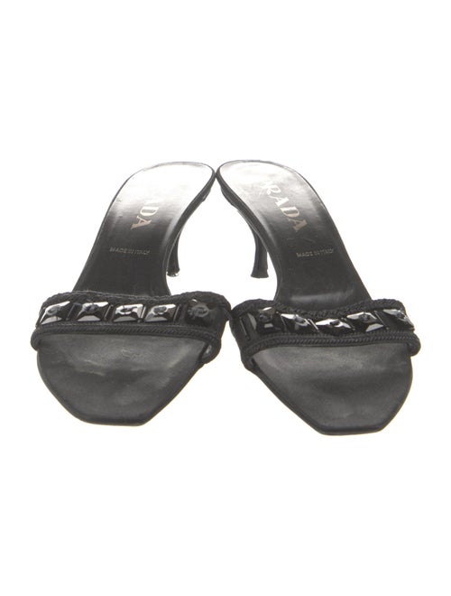 Prada Satin Crystal Embellishments Slides