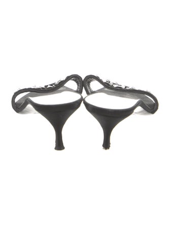 Prada Satin Crystal Embellishments Slides
