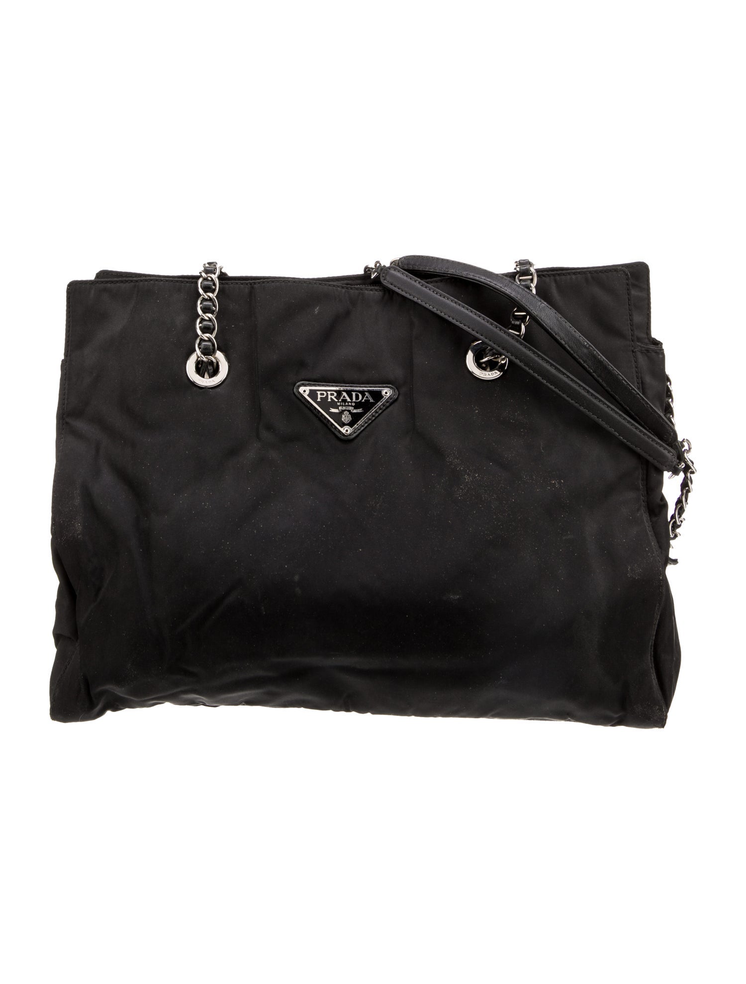 Prada Enameled Metal Triangle Catena - Black Shoulder Bags, Handbags ...