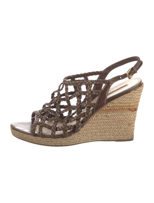 Prada Leather Braided Accents Slingback Sandals