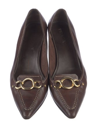 Prada Leather Chain-Link Accents Pumps