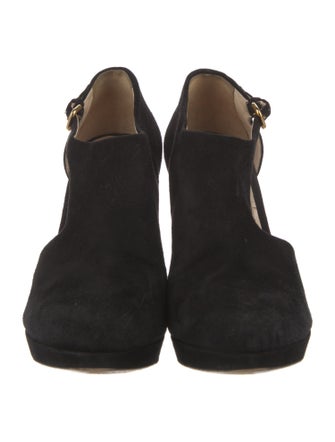 Prada Suede Cutout Accent Slingback Pumps