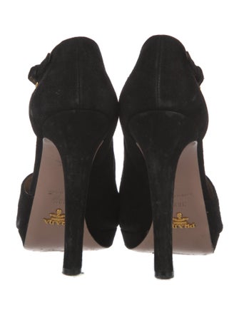 Prada Suede Cutout Accent Slingback Pumps