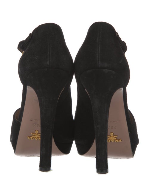 Prada Suede Cutout Accent Slingback Pumps