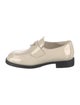 Prada Enameled Metal Triangle Patent Leather Loafers
