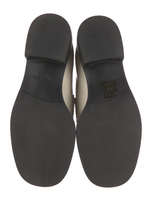 Prada Enameled Metal Triangle Patent Leather Loafers