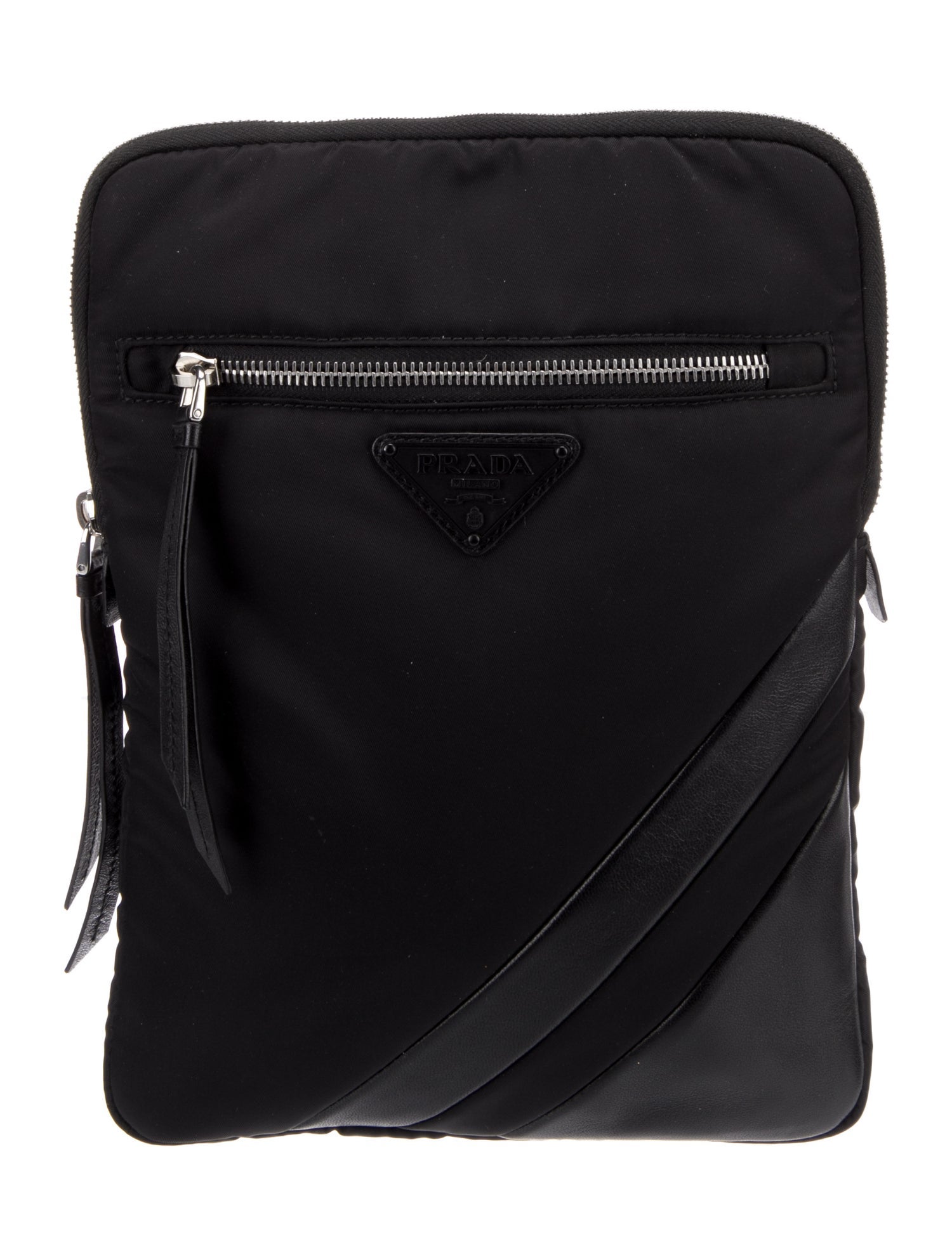 Prada Tessuto Nylon Nappa-Trimmed Tessuto Pouch