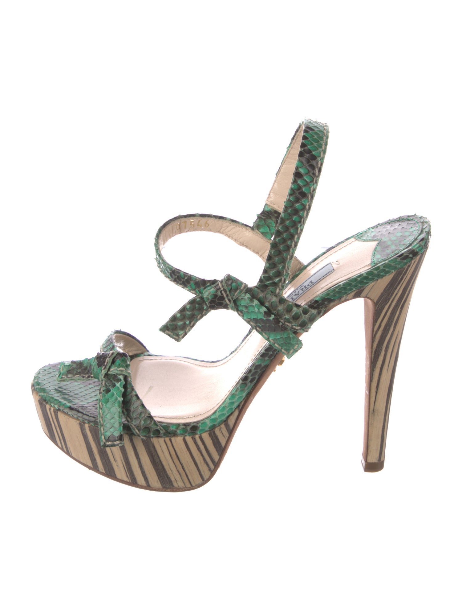 Prada Snakeskin Animal Print Slingback Sandals
