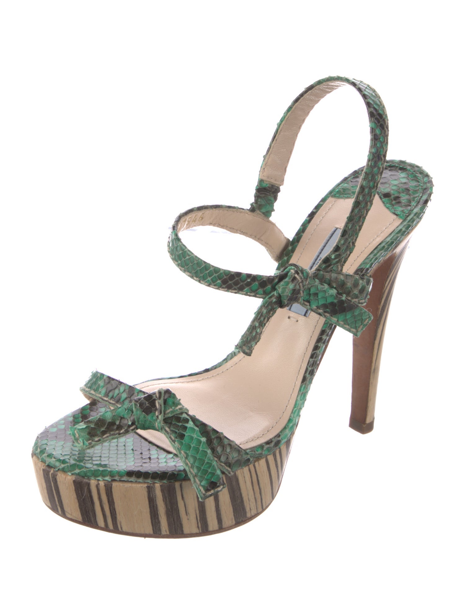 Prada Snakeskin Animal Print Slingback Sandals
