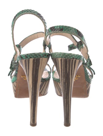 Prada Snakeskin Animal Print Slingback Sandals