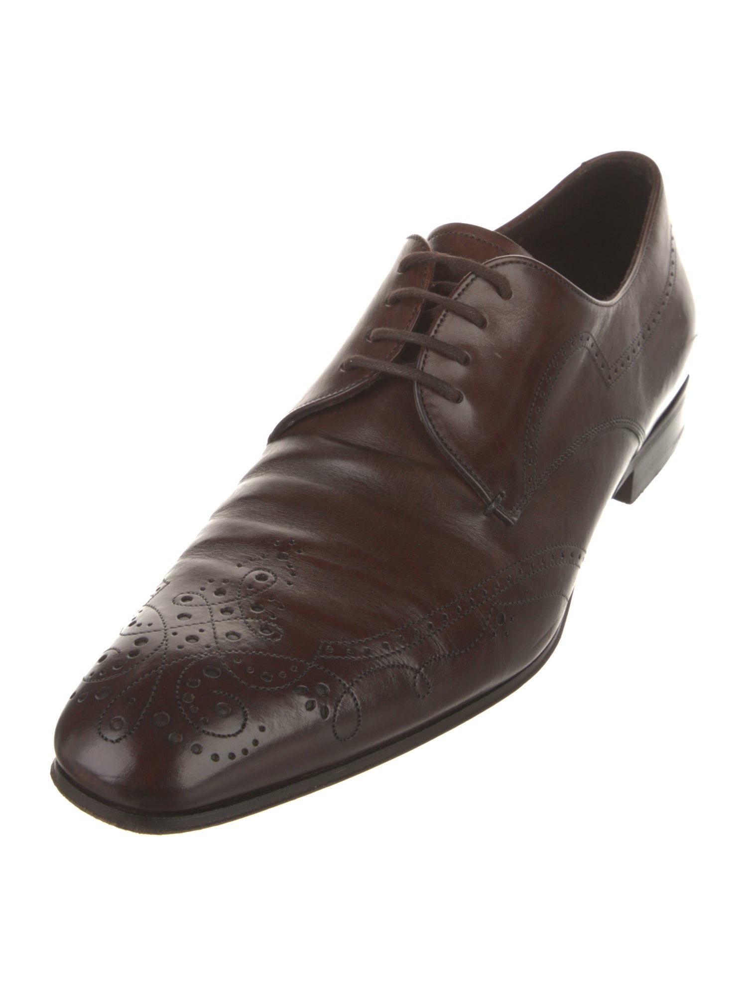 Prada Leather Lasercut Accents Derby Shoes