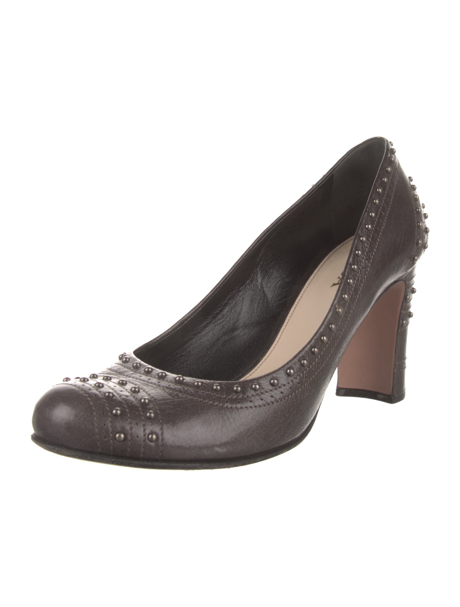 Prada Leather Studded Accents Pumps
