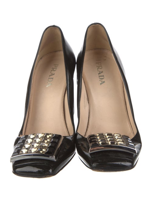 Prada Patent Leather Crystal Embellishments Pumps